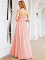 One Shoulder Bridesmaid Dresses Long Maxi Formal Evening Party Prom Gowns 28061