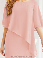Numbersea Festliches Abendkleid Lang Mutter der Braut Kleid mit Rüschencape 28026