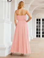 Numbersea Vestidos compridos de dama de honor com alças Vestido formal em linha A para jovens 28029