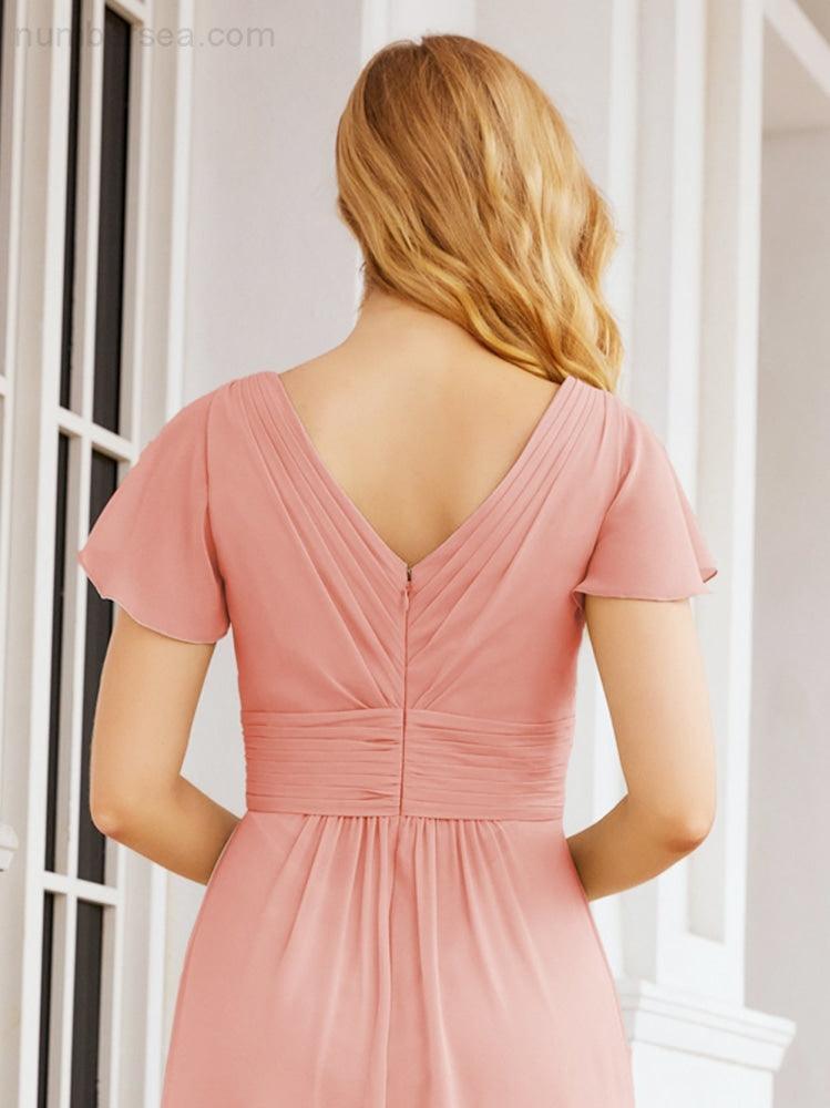 Vestidos de Baile Formais Numbersea para Mãe da Noiva com Mangas de Renda Vestido de Dama de Honra 28047
