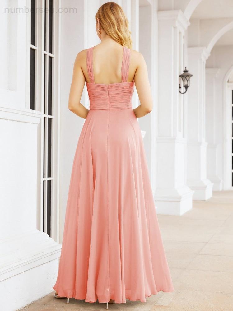 Crisscross Halter Bridesmaid Dresses for Party Wedding Evening Prom Maxi Ball Gowns 28053