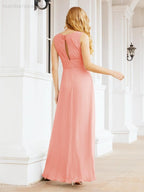 Formelles Ballkleid Elegantes ärmelloses Brautjungfernkleid mit V-Ausschnitt für Hochzeitsfeier 28037