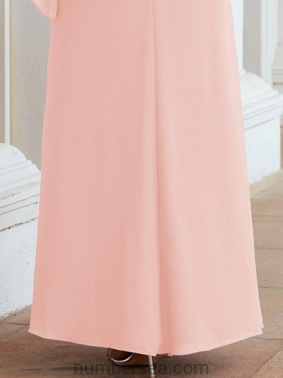 Numbersea Festliches Abendkleid Lang Mutter der Braut Kleid mit Rüschencape 28026
