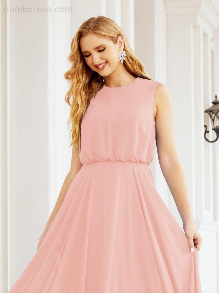 Sleeveless Long Bridesmaid Dress A line Formal Evening Prom Gown 28025