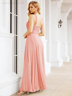 Crisscross Halter Bridesmaid Dresses for Party Wedding Evening Prom Maxi Ball Gowns 28053