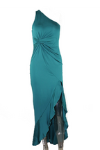 Robe de soirée élégante à une épaule avec fente et volants solides (8 couleurs)