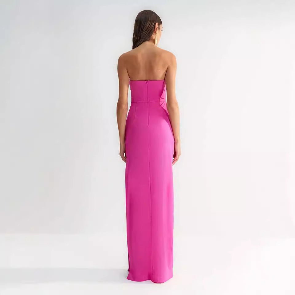 Abito da Prom senza Spalline con Scollo a Cuore e Motivo Girasole