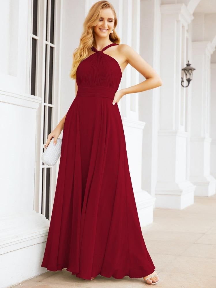 Crisscross Halter Bridesmaid Dresses for Party Wedding Evening Prom Maxi Ball Gowns 28053