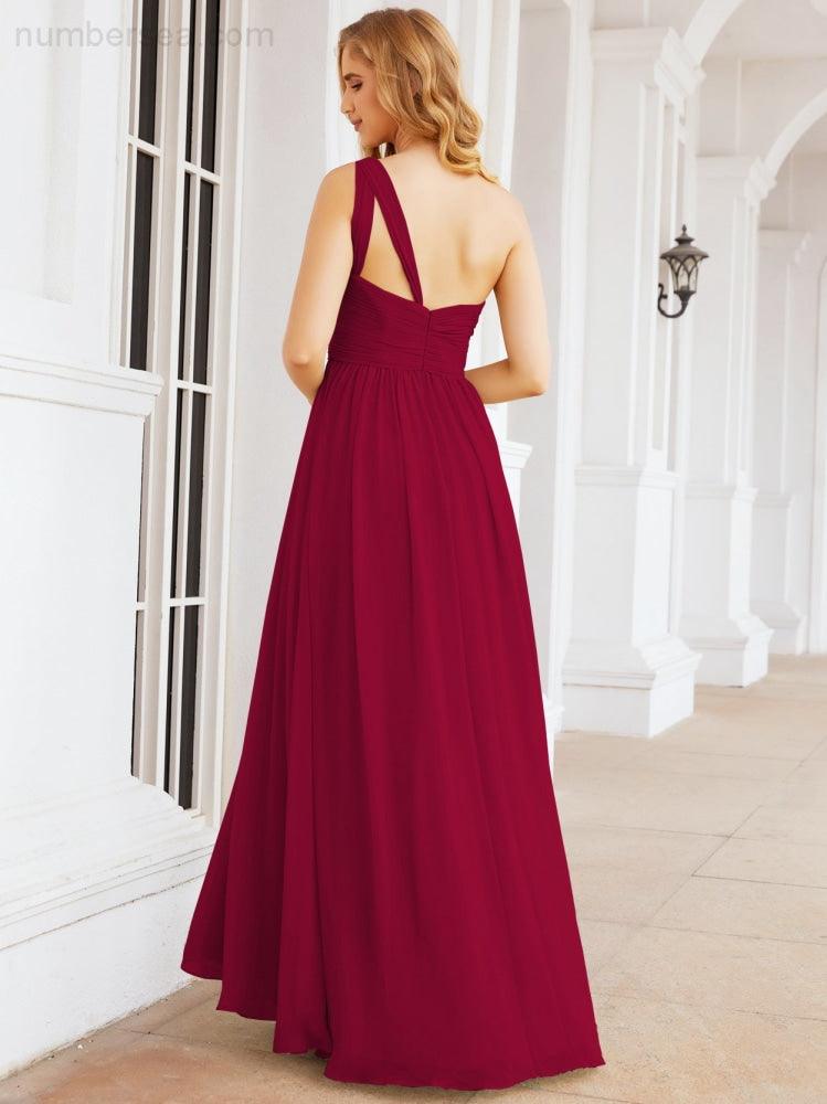 One Shoulder Bridesmaid Dresses Long Maxi Formal Evening Party Prom Gowns 28061