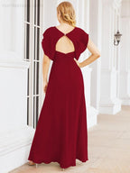 Bridesmaid Dresses Cape Formal Prom Dress Open Back Gowns for Mother of The Bride 28058