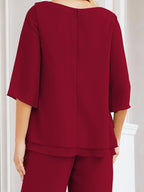 Numbersea Elegantes 2-teiliges Kleid für die Brautmutter Große Größen Hosenanzug mit Rüschenschichten Silberner Hausmantel 28064