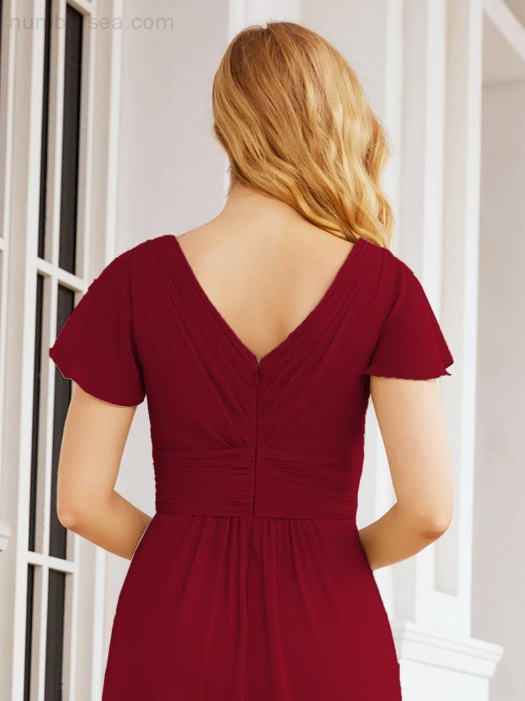 Vestidos de Baile Formais Numbersea para Mãe da Noiva com Mangas de Renda Vestido de Dama de Honra 28047
