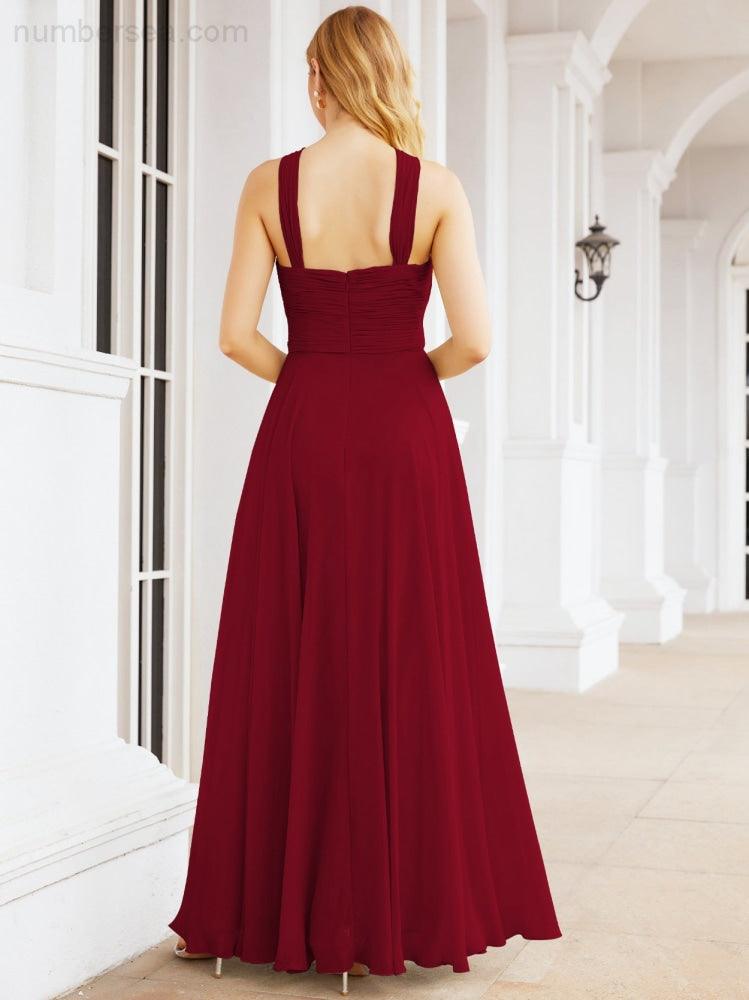 Crisscross Halter Bridesmaid Dresses for Party Wedding Evening Prom Maxi Ball Gowns 28053