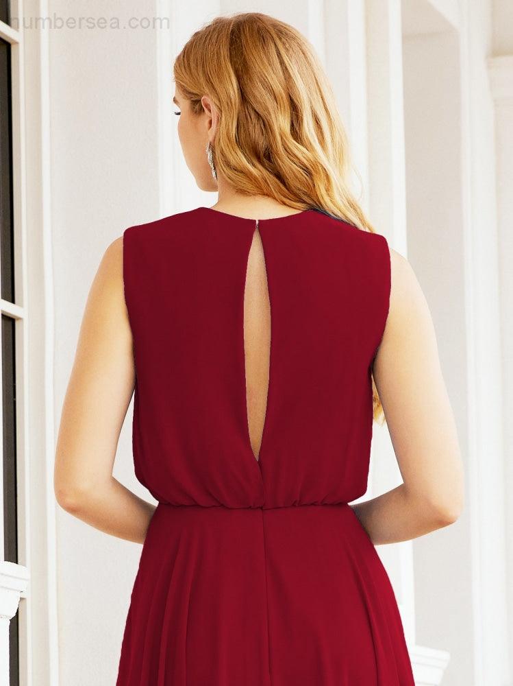 Sleeveless Long Bridesmaid Dress A line Formal Evening Prom Gown 28025