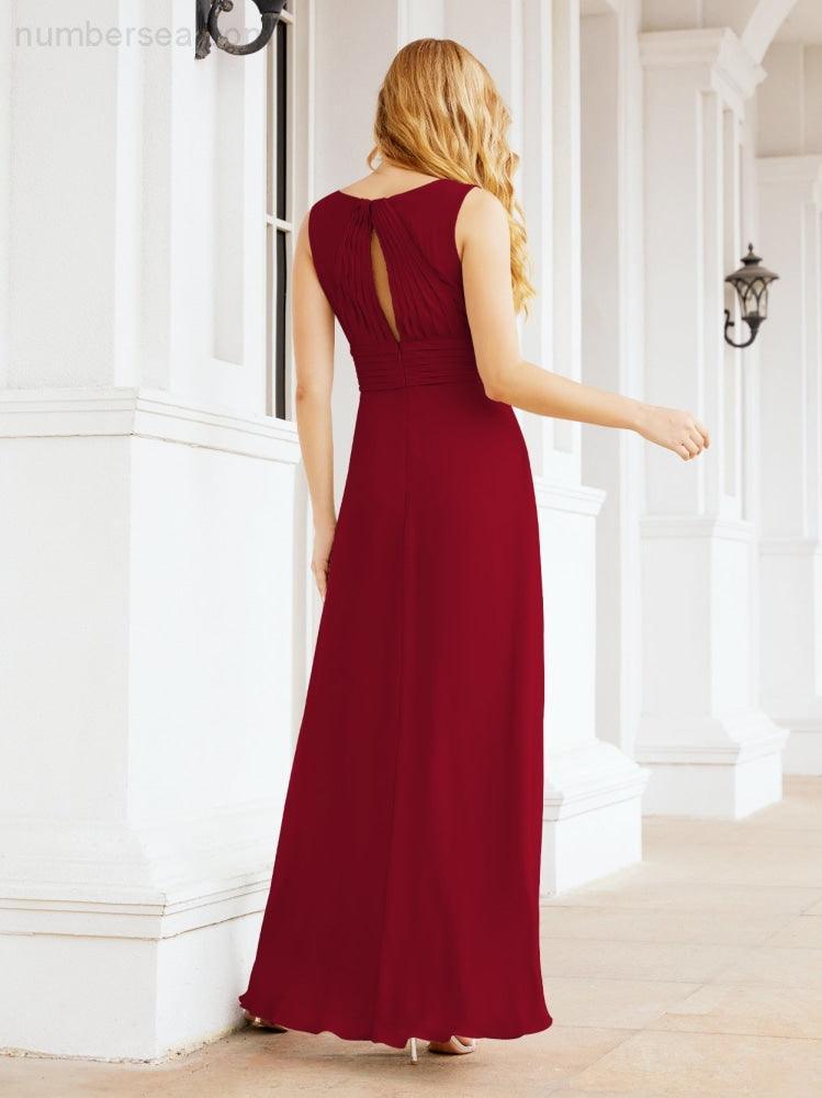 Formelles Ballkleid Elegantes ärmelloses Brautjungfernkleid mit V-Ausschnitt für Hochzeitsfeier 28037