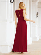 Formelles Ballkleid Elegantes ärmelloses Brautjungfernkleid mit V-Ausschnitt für Hochzeitsfeier 28037