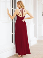 Spaghetti Strap Bridesmaid Dresses V-Neck Long A-Line Formal Prom Gowns 28063