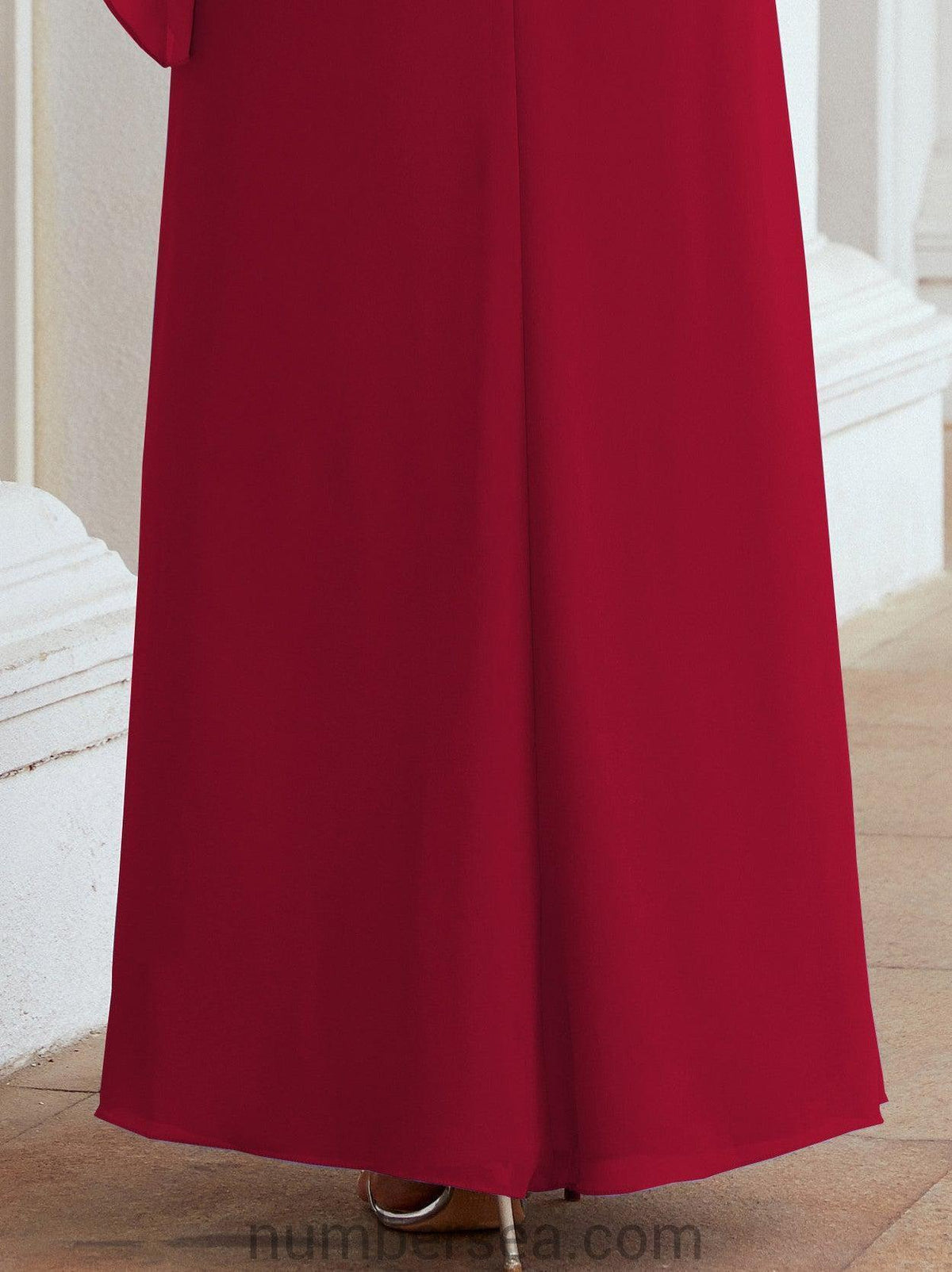 Numbersea Festliches Abendkleid Lang Mutter der Braut Kleid mit Rüschencape 28026
