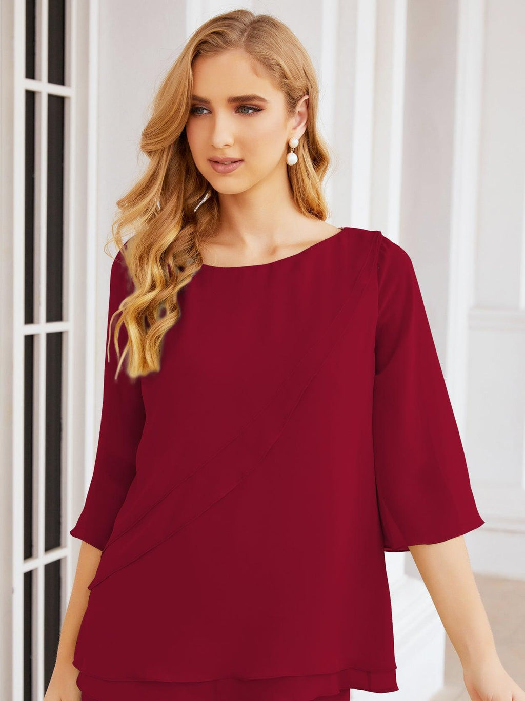 Numbersea Elegantes 2-teiliges Kleid für die Brautmutter Große Größen Hosenanzug mit Rüschenschichten Silberner Hausmantel 28064