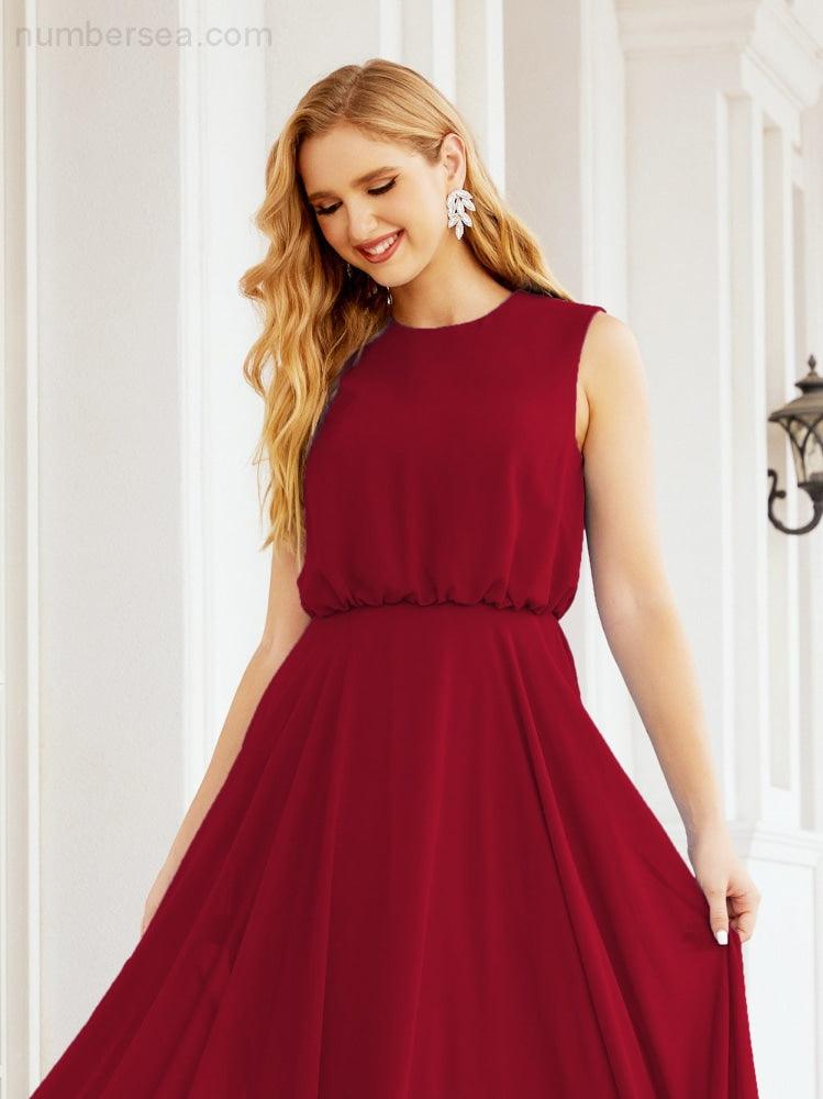 Sleeveless Long Bridesmaid Dress A line Formal Evening Prom Gown 28025