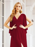 Bridesmaid Dresses with Split for Wedding Party Flutter Sleeves 28045