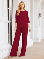 Numbersea Elegantes 2-teiliges Kleid für die Brautmutter Große Größen Hosenanzug mit Rüschenschichten Silberner Hausmantel 28064