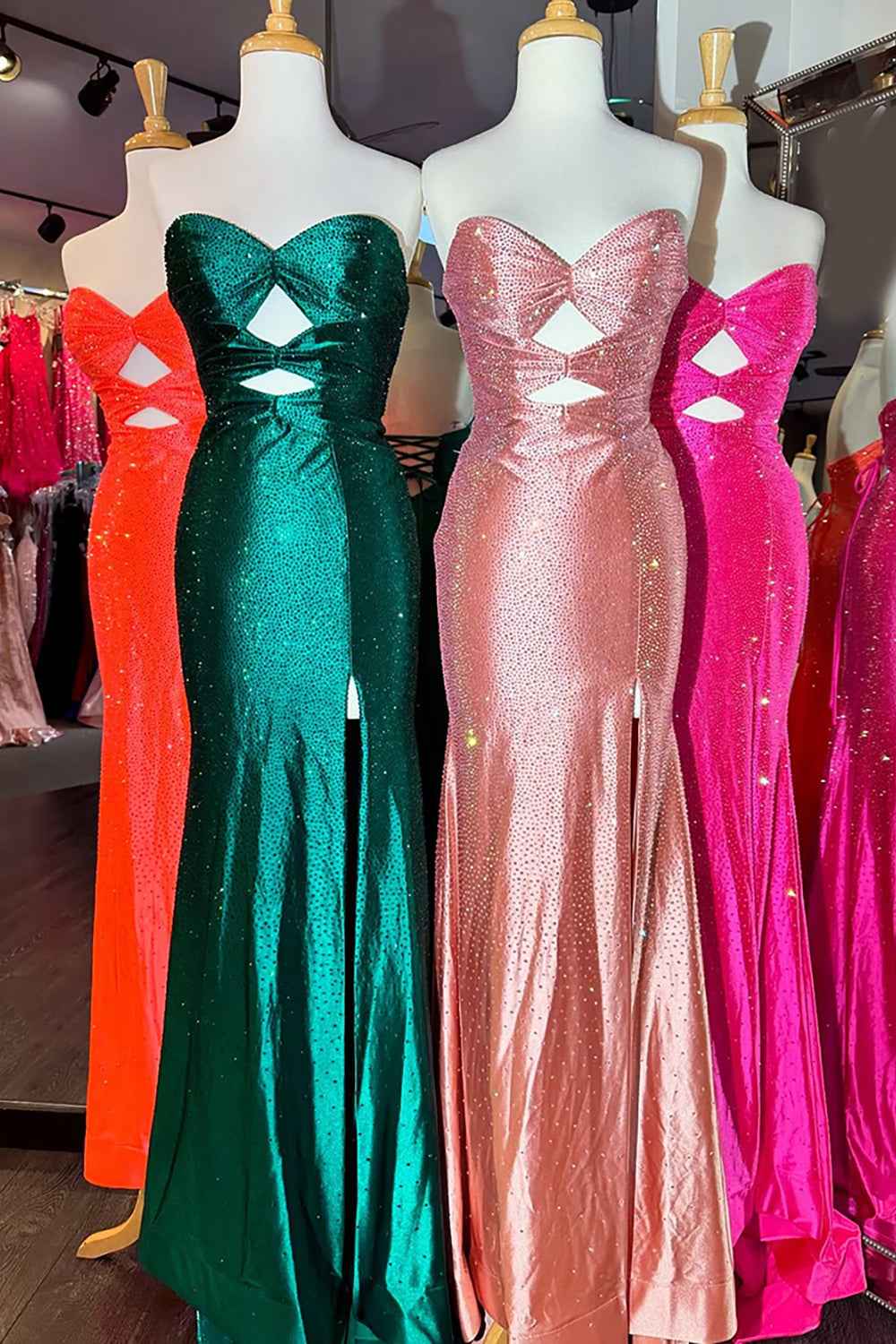 Glitter Lilac Strapless Mermaid Prom Dress With Beading Satin