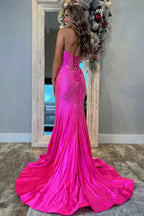 Glitter Yellow Satin Mermaid Cutout Prom Dress With Beading Sweetheart Neckline