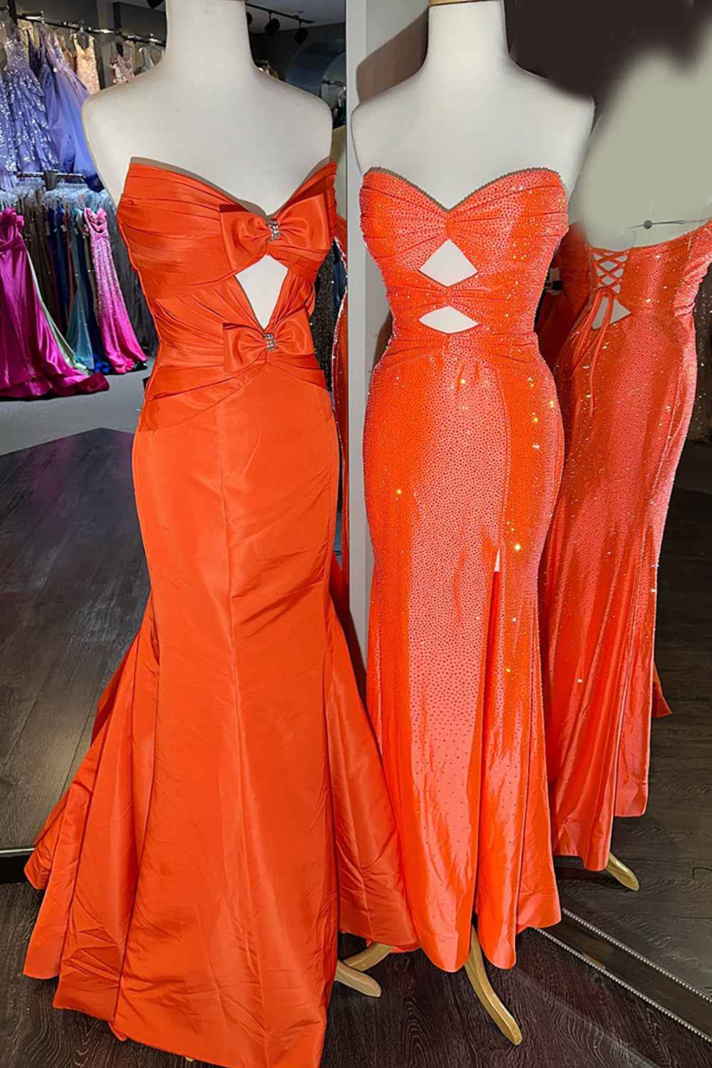 Glitter Yellow Satin Mermaid Cutout Prom Dress With Beading Sweetheart Neckline