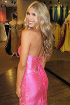 Glitter Yellow Satin Mermaid Cutout Prom Dress With Beading Sweetheart Neckline