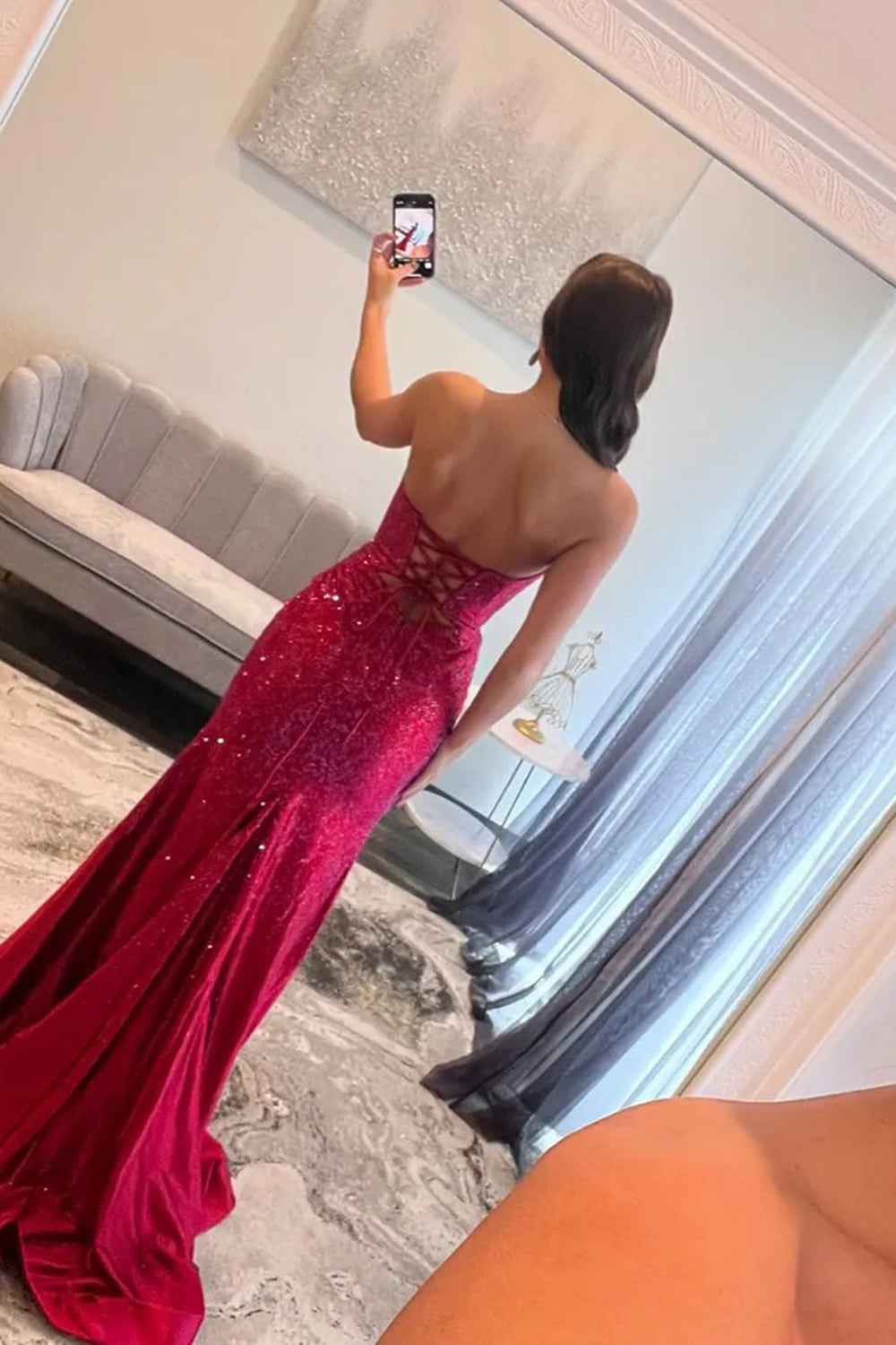 Glitter Yellow Satin Mermaid Cutout Prom Dress With Beading Sweetheart Neckline
