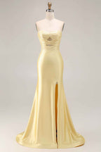 Sparkly Navy Satin Sweetheart Mermaid Prom Dress With Cut Out Beaded Details