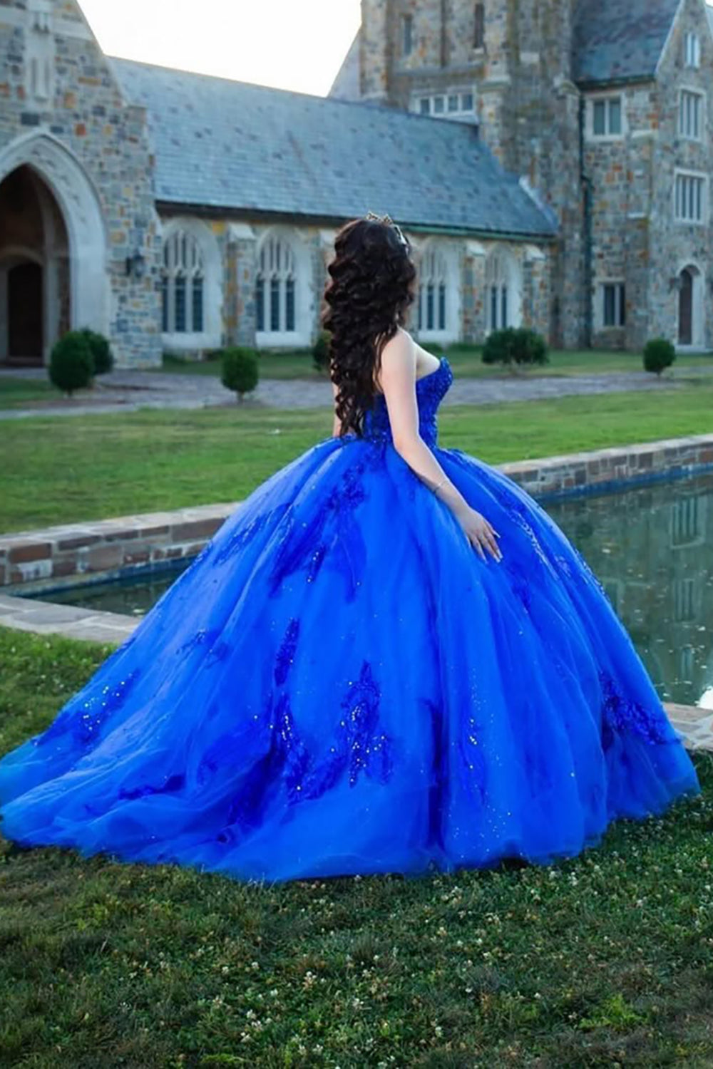 Robe de Quinceañera avec Application de Paillettes Princesse Cœur Étincelant