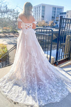 Elegant Sweetheart A Line Off The Shoulder Wedding Dress With Tulle Appliques