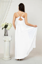 Neck Bridesmaid Dresses Chiffon Long Spaghetti A-line Formal Prom Gown for Wedding Party Evening 2801