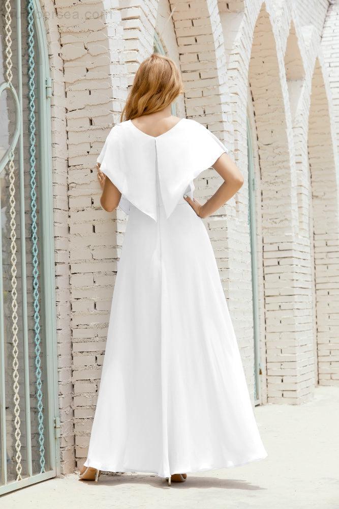 Mother of The Bride Dresses Plus Size V-Neck Floor Length Formal Prom Dress for Wedding Guest 28020