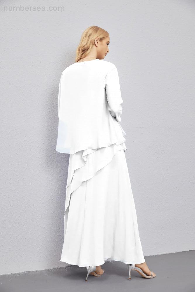 Abito da Sposa Madre con Cardigan Leggero Aperto Davanti Abito da Cerimonia Elegante 28081