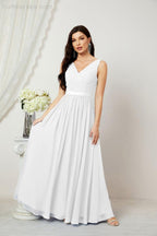 Abiti lunghi da damigella in chiffon da donna, linea a, senza maniche, abito formale da ballo per serata, abiti per festa di ritorno a casa 2808
