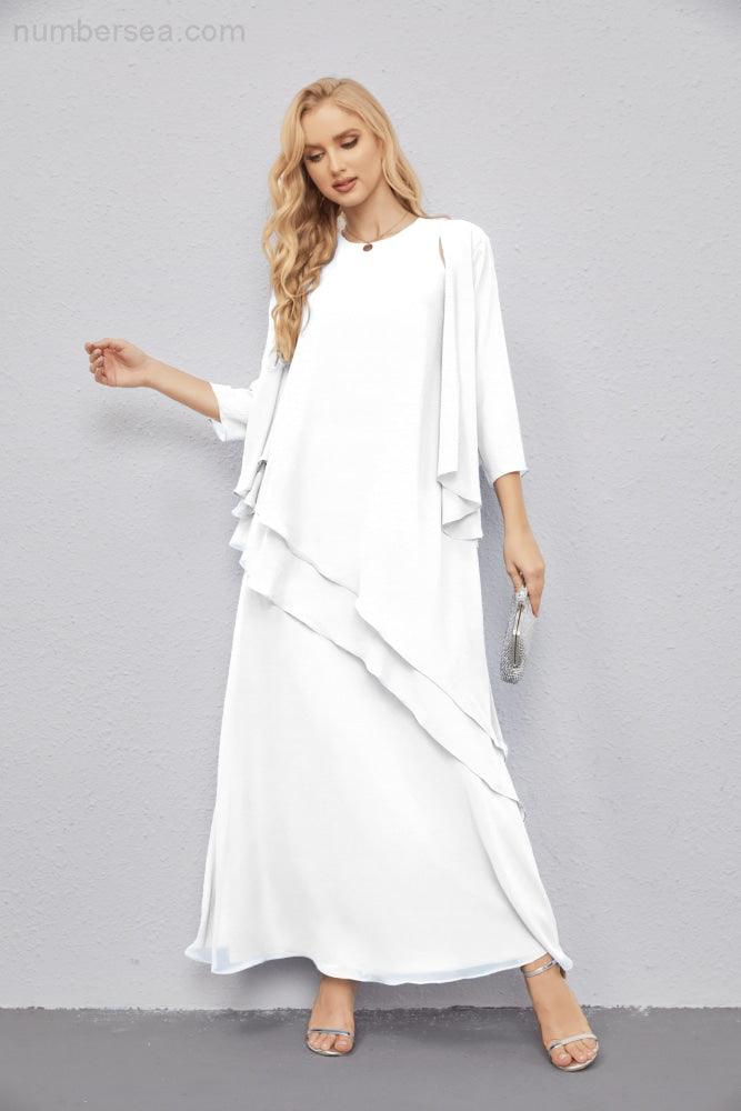 Abito da Sposa Madre con Cardigan Leggero Aperto Davanti Abito da Cerimonia Elegante 28081
