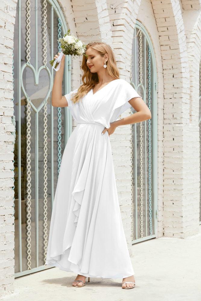 Mother of The Bride Dresses Plus Size V-Neck Floor Length Formal Prom Dress for Wedding Guest 28020