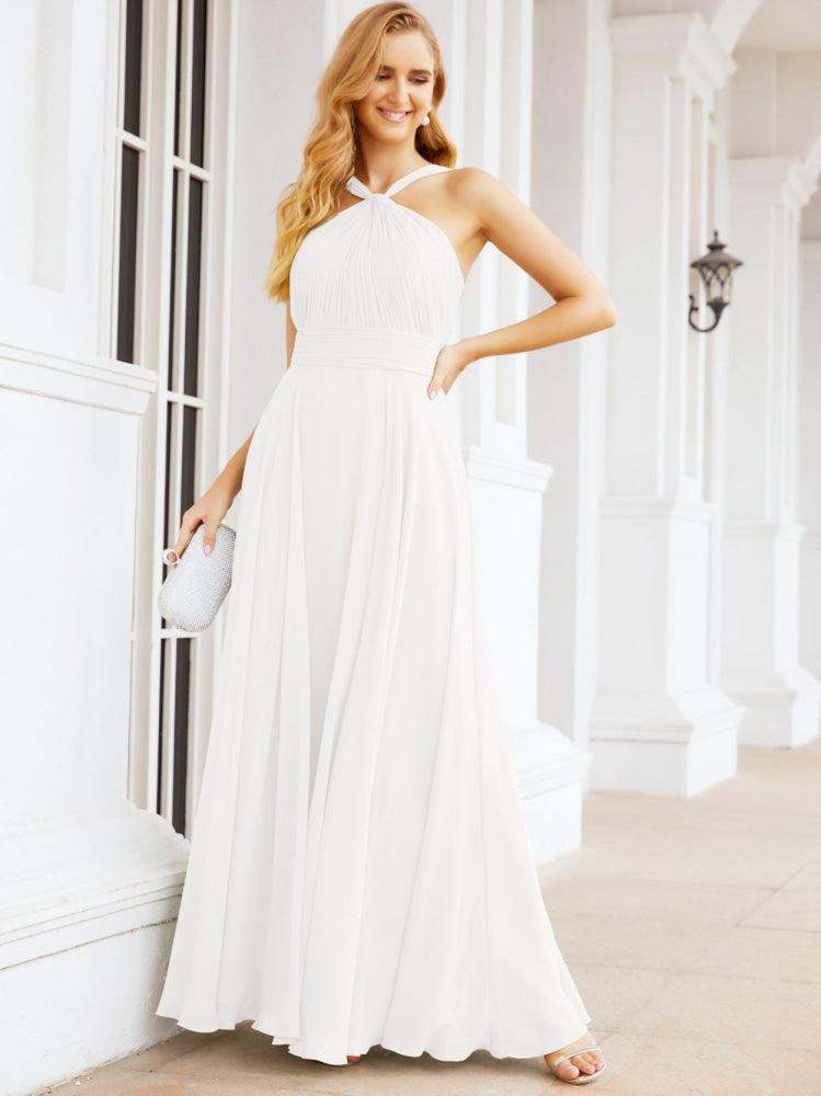 Crisscross Halter Bridesmaid Dresses for Party Wedding Evening Prom Maxi Ball Gowns 28053
