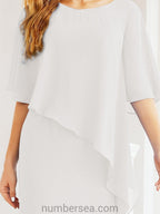 Numbersea Festliches Abendkleid Lang Mutter der Braut Kleid mit Rüschencape 28026