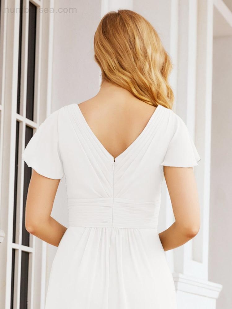 Vestidos de Baile Formais Numbersea para Mãe da Noiva com Mangas de Renda Vestido de Dama de Honra 28047