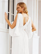 Bridesmaid Dresses with Split for Wedding Party Flutter Sleeves 28045