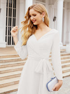 Bridesmaid Dress V-Back Waist Belt Mother of the Bride Wedding Guest SY28031