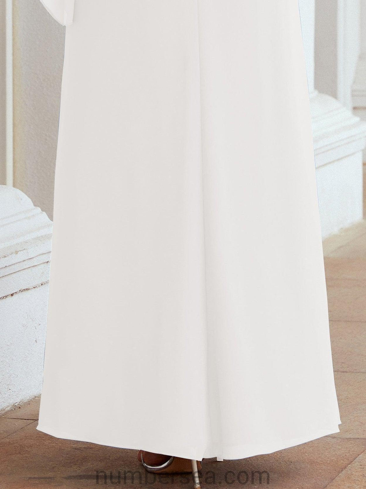 Numbersea Festliches Abendkleid Lang Mutter der Braut Kleid mit Rüschencape 28026