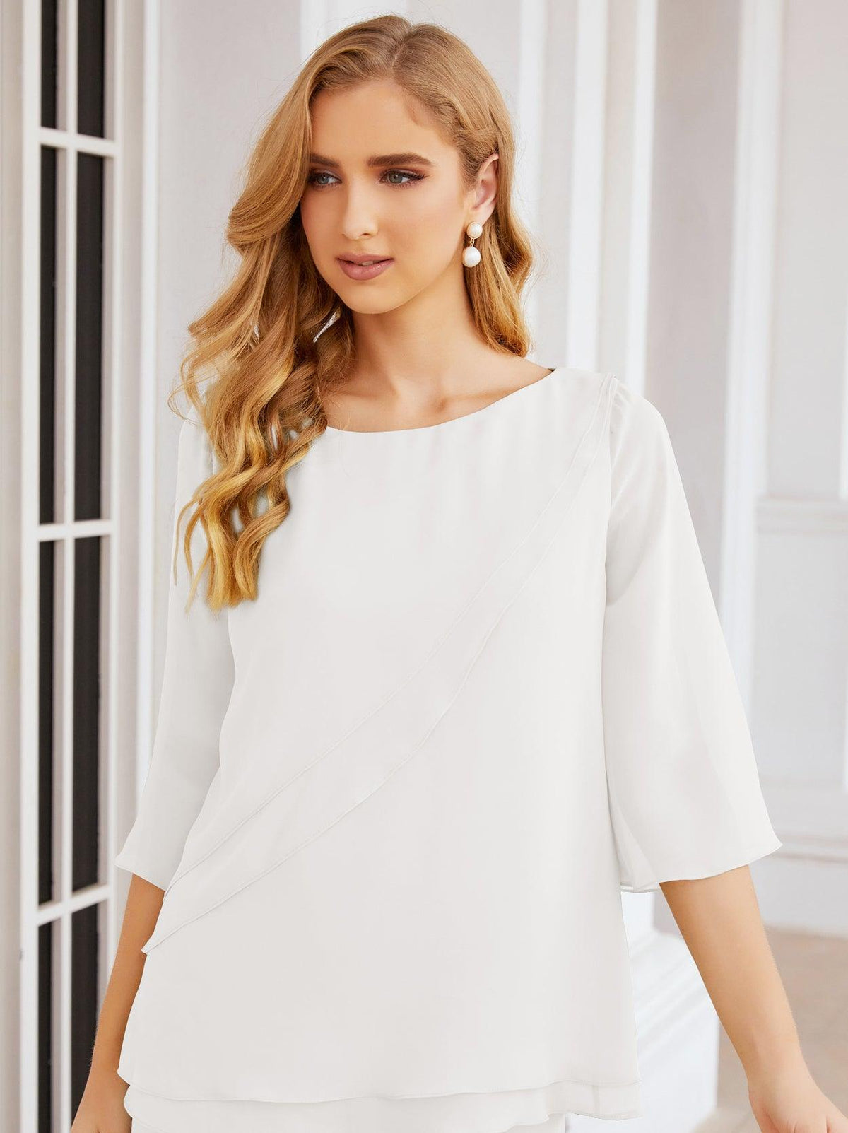 Numbersea Elegantes 2-teiliges Kleid für die Brautmutter Große Größen Hosenanzug mit Rüschenschichten Silberner Hausmantel 28064