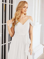 Numbersea Abito da Damigella in Chiffon con Spalle Scoperte, Abito Lungo Formale per Laurea con Schiena a Mantella 28069