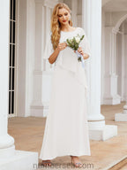 Numbersea Festliches Abendkleid Lang Mutter der Braut Kleid mit Rüschencape 28026