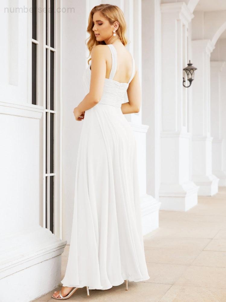 Crisscross Halter Bridesmaid Dresses for Party Wedding Evening Prom Maxi Ball Gowns 28053